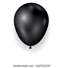 Black balloon. Isolated on white. Realistic 3d icon. Vector