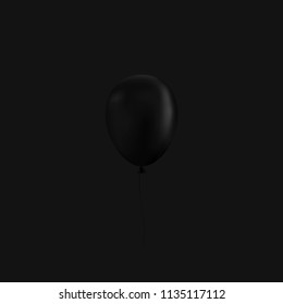 Black balloon isolated over black background. Vector illustration