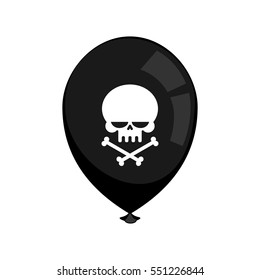 Black balloon mourning isolated. Skull and crossbones. Bad holiday