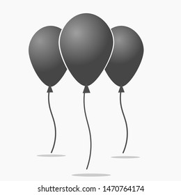 Black balloon on flat design with open space.