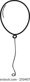 A black balloon with a ribbon that says the word on it