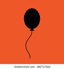 Black balloon vector icon. Orange background
