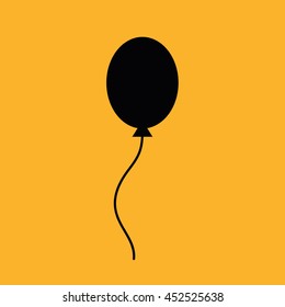 Black balloon vector icon. Yellow background