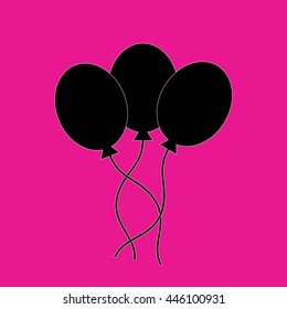 Black balloons icon vector. Pink background