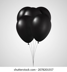 Black balloons isolated on white background. Vector illustration.