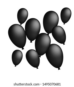 Black balloons on the checked white  background. Eps 10 vector file.