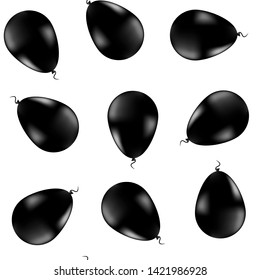 Black balloons on a white background, seamless pattern, vector