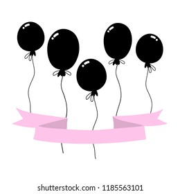 black balloons with a pink banner. black sale, discounts