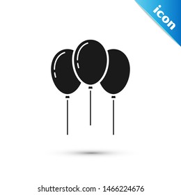 Black Balloons with ribbon icon isolated on white background.  Vector Illustration