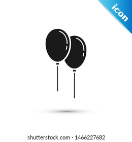 Black Balloons with ribbon icon isolated on white background.  Vector Illustration