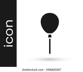 Black Balloons with ribbon icon isolated on white background. Happy Easter.  Vector