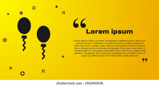 Black Balloons with ribbons icon isolated on yellow background.  Vector