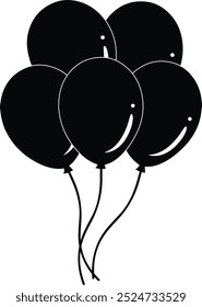 Black balloons silhouette vector for celebration 