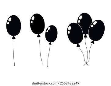 Black balloons in varying groups for celebration decorations and events