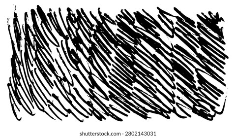 Black ballpen hatch background, hand drawn hatching textured pattern, curly doodle wallpaper. Pen doodle pattern, sketch line texture, handdrawn scrawl bg, vector illustration