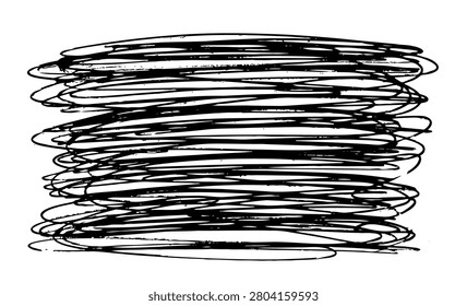 Black ballpen hatch background, hand drawn hatching textured pattern, curly doodle wallpaper. Pen doodle pattern, sketch line texture, handdrawn scrawl bg, vector illustration