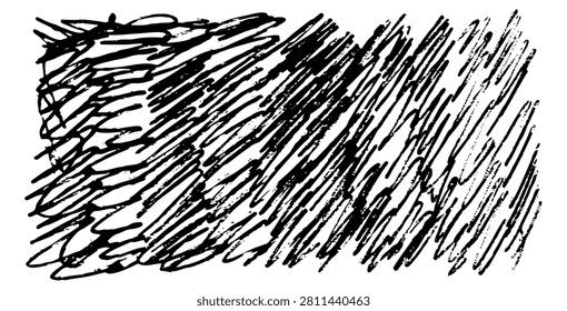 Black ballpen hatch background, hand drawn hatching textured pattern, curly doodle wallpaper. Pen doodle pattern, sketch line texture, handdrawn scrawl bg, vector illustration