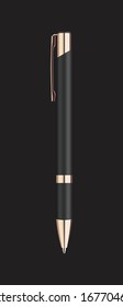 black ballpoint pen mockup. realistic vector illustration