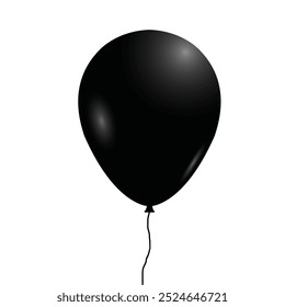 Black baloon, 3d shining vector illustration isolated on white background for events, birthday greetings, cards, banners, online, social media and websites.