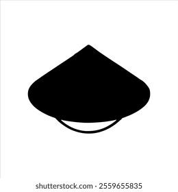 Black Bamboo hat silhouette vector illustration on white background