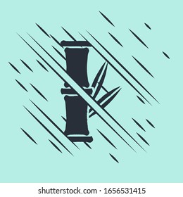 Black Bamboo icon isolated on green background. Glitch style. Vector Illustration