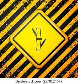 Black Bamboo icon isolated on yellow background. Warning sign. Vector