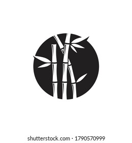 Símbolo y plantilla de icono del vector del logotipo de bambú negro