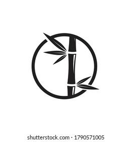 Símbolo y plantilla de icono del vector del logotipo de bambú negro