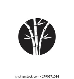 Símbolo y plantilla de icono del vector del logotipo de bambú negro