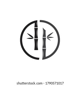 Símbolo y plantilla de icono del vector del logotipo de bambú negro
