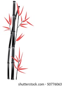 black bamboo with red leaves
