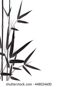 black bamboo stems on white background vector illustrator