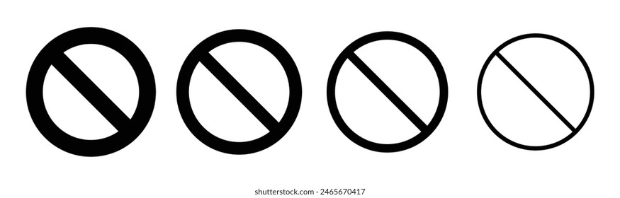 Black ban icon set. Editable vectors stop prohibitions black icon. No sign, empty no symbol. black ban icons set. Stop symbol.