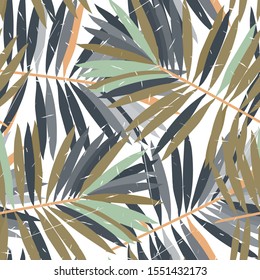 Black Banana Foliage Vektorillustration Nahtlose Muster. Yellow Trendy Palm Texture Miami Style. Amber Baum Moderner Hintergrund. Grafisches Dschungelbaumhintergrund