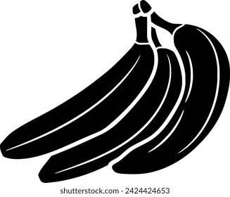 black banana fruit silhouette or food logo flat illustration for tropical areas and fruits season