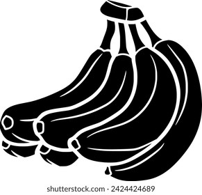 black banana fruit silhouette or food logo flat illustration for tropical areas and fruits season