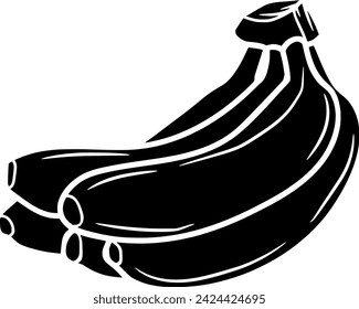 black banana fruit silhouette or food logo flat illustration for tropical areas and fruits season