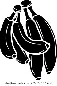 black banana fruit silhouette or food logo flat illustration for tropical areas and fruits season