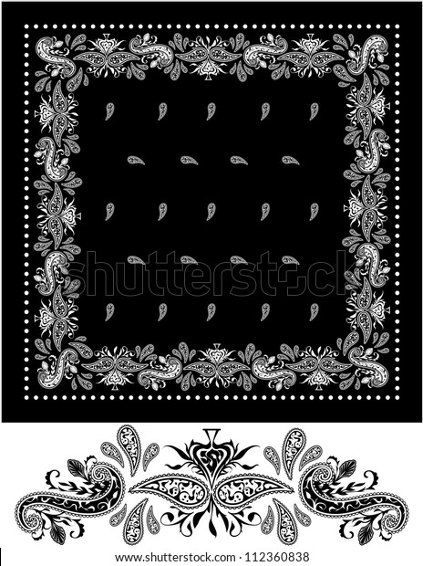 Black Bandana Black White Vector Bandana Stock Vector (Royalty Free