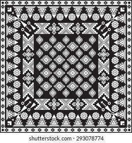 Black bandanna print. Vector background. Tribal ethnic theme.