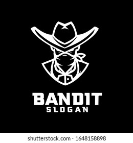Black Bandit Character Logo Icon Design Cartoon