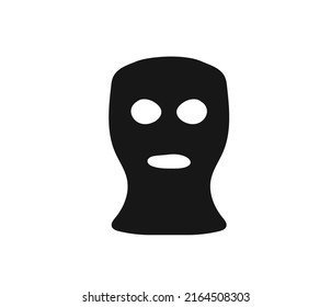 Black bandit mask balaclava. Robbery hat as symbol of crime and ganster camouflage for dangerous spy and vector hacker