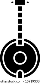 Black Banjo icon isolated on white background. Musical instrument.  Vector Illustration