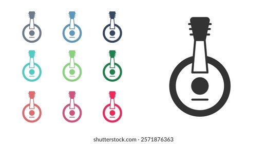 Black Banjo icon isolated on white background. Musical instrument. Set icons colorful. Vector