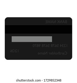 Black bank credit debit card back view isolated on white background vector