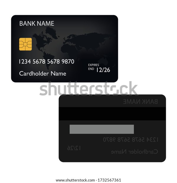 Black Bank Credit Debit Card Front Stock Vector (Royalty Free) 1732567361