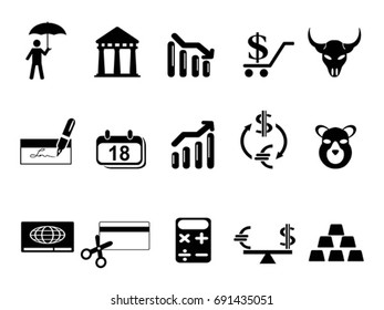black bank and Finance icons set
