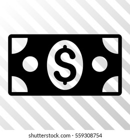 Black Banknote interface toolbar icon. Vector pictogram style is a flat symbol on diagonal hatch transparent background.