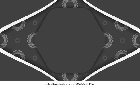Black banner with abstract white ornament for design under your logo or text