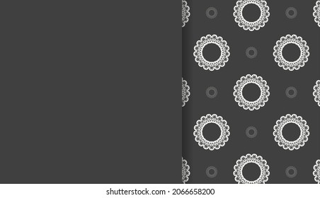 Black banner with abstract white ornament for design under logo or text